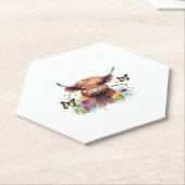 ロングヘアハイランドベビークラシック牛Tシャツ ペーパーコースター (アングル)