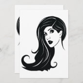 ロングヘアビューティフルウーマンファッションメイクアップアート (正面/裏面)