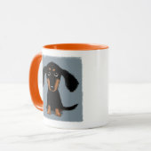 ロングヘアブラックとタンダッシュンドパピードッグ マグカップ (正面左)