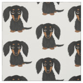 ロングヘアブラック&タンダシュント漫画の犬 ファブリック (見本)