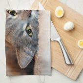 ロングヘアブルーロシアのキャットバイシャーリー・テイラー キッチンタオル (四つ折り)