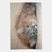 ロングヘアブルーロシアのキャットバイシャーリー・テイラー キッチンタオル (縦)