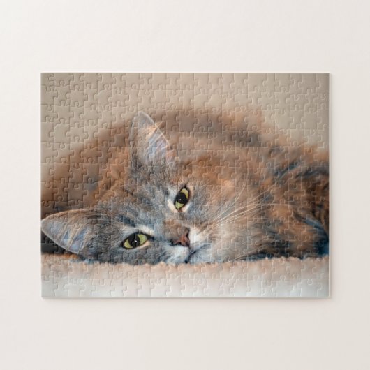 ロングヘアブルーロシアのキャットバイシャーリー・テイラー ジグソーパズル (横)