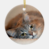 ロングヘアブルーロシアのキャットバイシャーリー・テイラー セラミックオーナメント (正面)