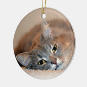 ロングヘアブルーロシアのキャットバイシャーリー・テイラー セラミックオーナメント (左)