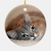 ロングヘアブルーロシアのキャットバイシャーリー・テイラー セラミックオーナメント (裏面)