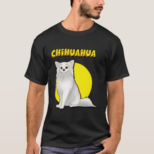ロングヘアホワイトチワワ Tシャツ (正面)