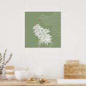 ロングヘアボタニカルミニマルファッションイラストレーション ポスター (キッチン)