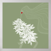 ロングヘアボタニカルミニマルファッションイラストレーション ポスター (正面)