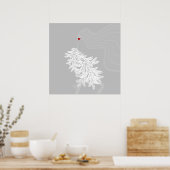 ロングヘアボタニカルミニマルファッションイラストレーション ポスター (キッチン)