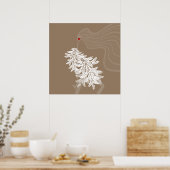 ロングヘアボタニカルミニマルファッションイラストレーション ポスター (キッチン)