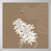 ロングヘアボタニカルミニマルファッションイラストレーション ポスター (正面)