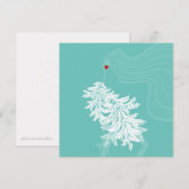 ロングヘアボタニカルミニマルファッションイラストレーション 招待状 (正面/裏面)