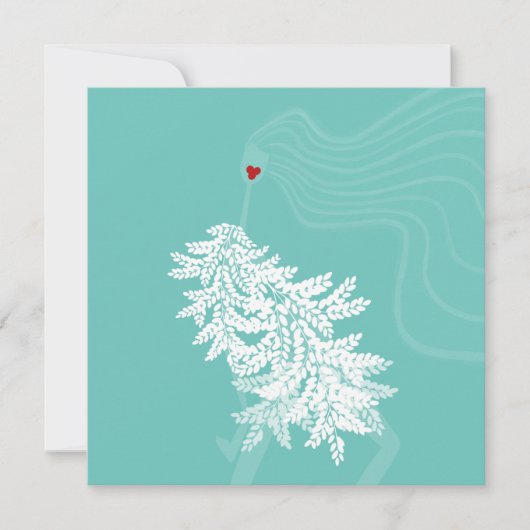 ロングヘアボタニカルミニマルファッションイラストレーション 招待状 (正面)