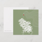 ロングヘアボタニカルミニマルファッションイラストレーション 招待状 (正面/裏面)