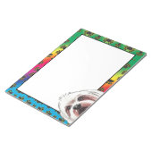 ロングヘアマルチーズカラフルドッグポーパターン ノートパッド (アングル)