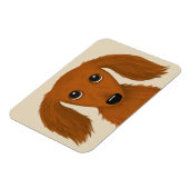 ロングヘアレッドダシュント |かわいいドキシーの漫画の犬 マグネット (左側)