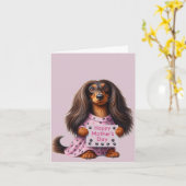 ロングヘアーダックスフンド 母の日 カード (黄色い花)