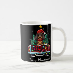ロングヘアードダックスフンド クリスマス トラック プリント フー コーヒーマグカップ