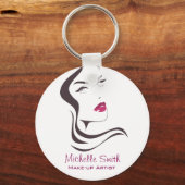 ロングヘアードレッサーのメイクアップアーティストブランディング キーホルダー (正面)