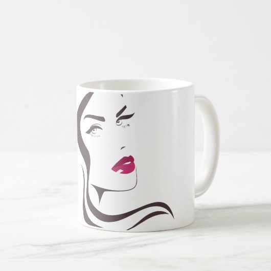 ロングヘアードレッサーのメイクアップアーティストブランディング コーヒーマグカップ (正面右)