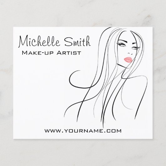 ロングヘアードレッサーのメイクアップアーティストブランディング チラシ (正面)