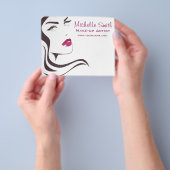 ロングヘアードレッサーのメイクアップアーティストブランディング チラシ (手)