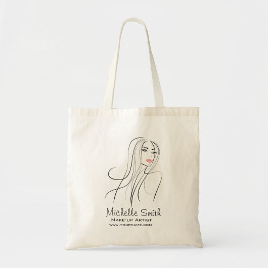ロングヘアードレッサーのメイクアップアーティストブランディング トートバッグ (正面)
