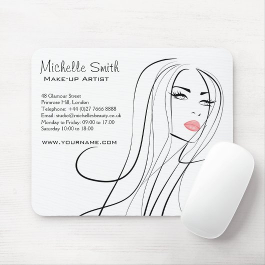 ロングヘアードレッサーのメイクアップアーティストブランディング マウスパッド (マウス)