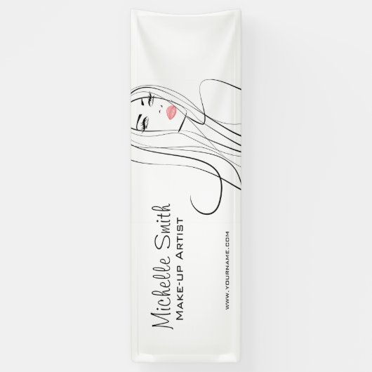 ロングヘアードレッサーのメイクアップアーティストブランディング 横断幕 (縦)