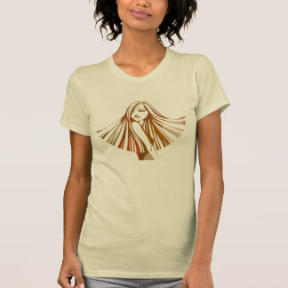 ロングヘア白熱［赤熱］光を放つ美しいTシャツ Tシャツ