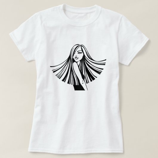 ロングヘア美しいTシャツ Tシャツ (デザイン正面)