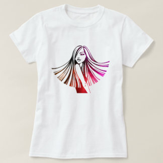 ロングヘア美しいTシャツ Tシャツ