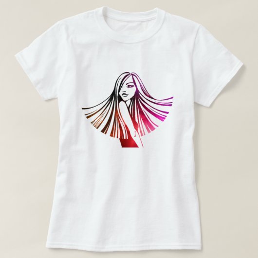 ロングヘア美しいTシャツ Tシャツ (デザイン正面)