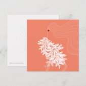 ロングヘア ボタニカル ミニマル ファッション イラスト 招待状 (正面/裏面)