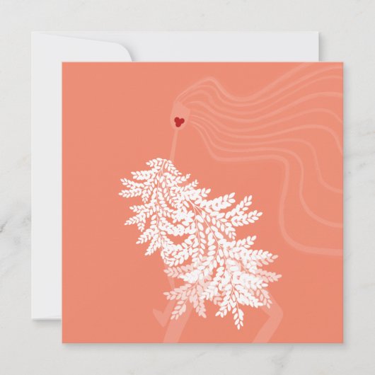 ロングヘア ボタニカル ミニマル ファッション イラスト 招待状 (正面)