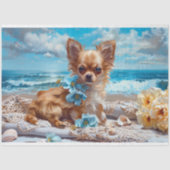 ロングヘア Chihuahua ビーチ デクパージュ 薄葉紙 (正面)