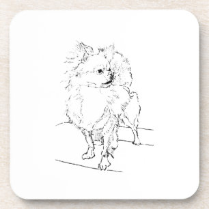 ロングヘア Chihuahua - 犬のイラスト ミニマリスト コースター