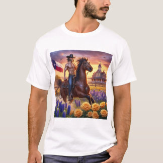 ロングヘドテキサス州カウボーイ Tシャツ