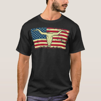 ロングホルンアメリカ国旗のロングホーン愛好家 Tシャツ