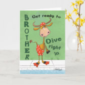 ロングホーンウォーダイバー誕生日(Brother) カード (黄色い花)