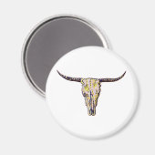 ロングホーンスカルアート マグネット (正面/裏面)