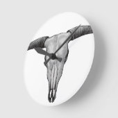 ロングホーンスカル ラウンド壁時計 (傾斜)