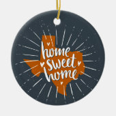 ロングホーンバーンオレンジホームスイートホーム-テキサス州 セラミックオーナメント (正面)