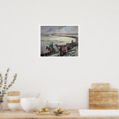 ロングホーン牛がテキサス州からアブリーネまで車で行く ポスター (キッチン)