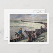 ロングホーン牛がテキサス州からアブリーネまで車で行く ポストカード (正面/裏面)