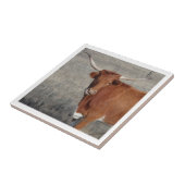 ロングホーン牛が彼女の鼻をなめる タイル (側面)