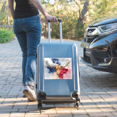 ロングホーン牛とテキサス州国旗のマップ水色 シール (スーツケースインサイチュ)