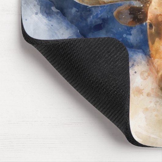 ロングホーン牛とテキサス州国旗のマップ水色 マウスパッド (コーナー)