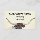 ロングホーン牛の写真セピア素朴な国 名刺 (裏面)